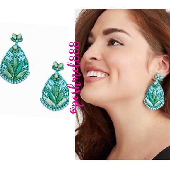 Stella & Dot | Hand-beaded SeaGreen+Turquoise Persephonie Statement Earr… - Picture 3 of 8